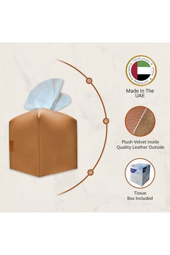 LeART Leather Tissue Box Cover – Elegant Tissue Box Holder for Home Office Car Hotel Decor | Livin