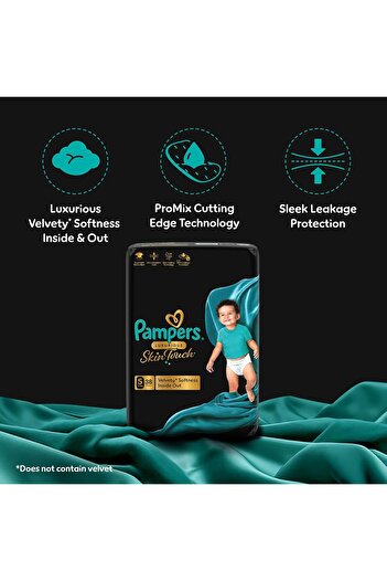 Pampers Luxurious Skin Touch – Premium Diapers with Luxurious Velvety Softness Inside Out, Size 5,
