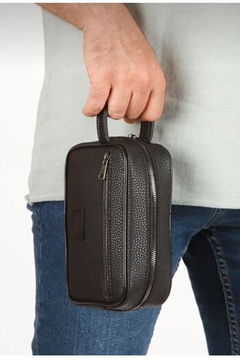 fao polo Men's Canvas Fabric Water Resistant Shaving Cosmetic Portfolio and Daily Hand Bag