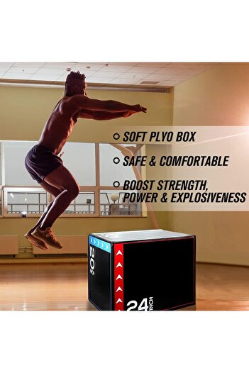 MAX STRENGTH Premium Soft Foam Plyometric Jump Boxes – Set of 4 | Durable, Non-Slip and Safe Design for Cardio,
