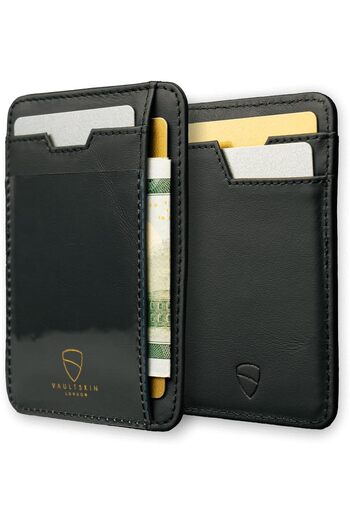 Vaultskin BRIXTON Slim Card Holder with ID Window - Minimalist Front Pocket Leather Wallet with RFID