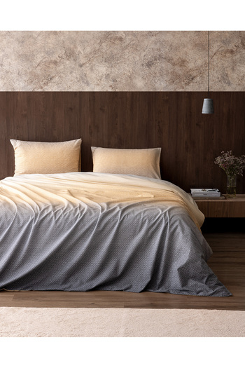 Madame Coco Mathis Single Cotton Printed Duvet Cover Set - Beige/Anthracite