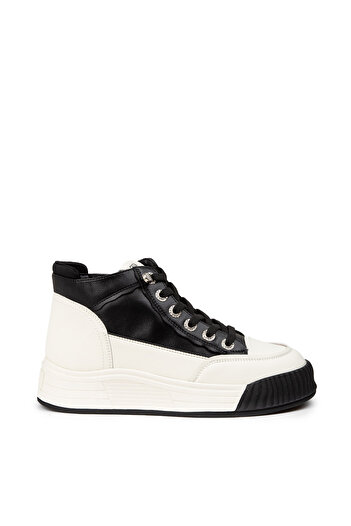 Deery Women's Genuine Leather Black High Top Sneaker Shoes
