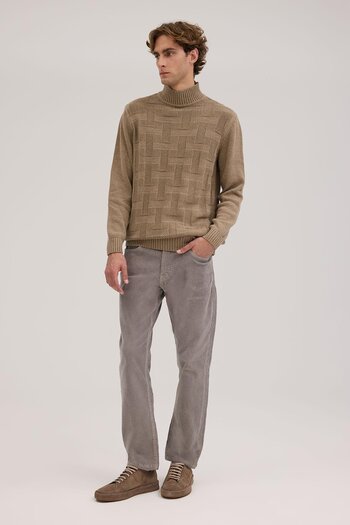 Jakamen Mink Slim Fit Half Turtleneck Men's Knitwear