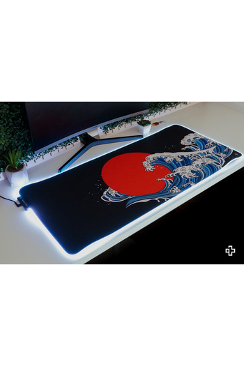 QwertyKey Deskmat Mousepad RGB JapanWave 4mm margini cusute