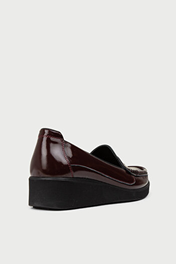 Deery Women's Genuine Leather Burgundy Wedge Heel Shoes