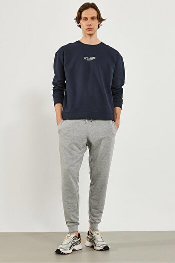VENA Men's Slim Fit Sweatpants with Elasticated Cuffs - Gray Melange