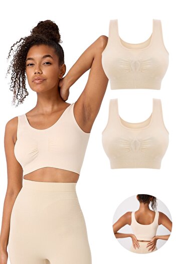 FOREVER MORE 2-Piece Women's Seamless Thick Strap Flexible Padded Bustier