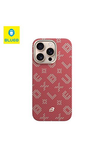 BLUEO iPhone 16 Pro Max Uyumlu MagSafe Özellikli Orijinal Karbon Gilded Tactile Aramid Fiber Slim Kılıf