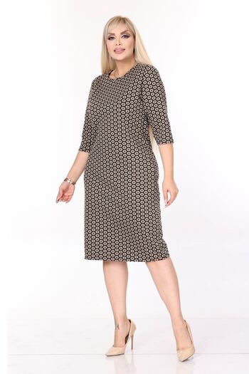 modayız Double Pocket Patterned Stretchy Winter Plus Size Midi Dress 36E-2705