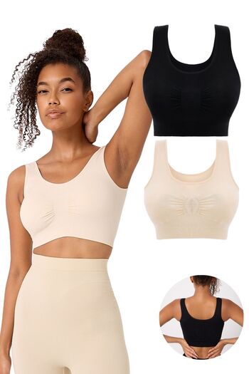 FOREVER MORE 2-Piece Women's Seamless Thick Strap Flexible Padded Bustier