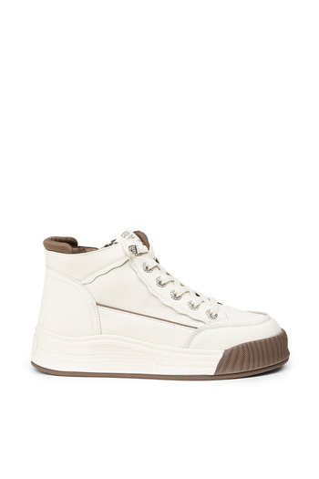 Deery Women's Genuine Leather White High Top Sneaker Shoes