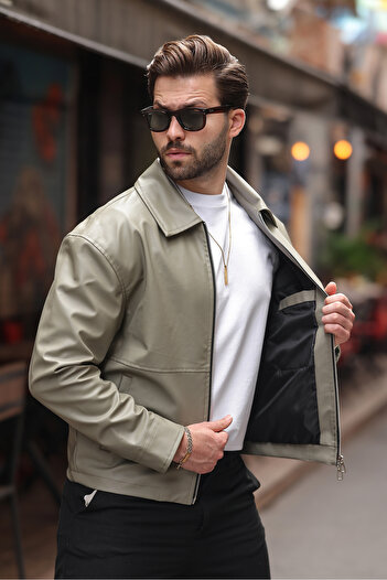 BASEL.CO Basic Oversize Leather Jacket - Iconic Design with Double Zipper