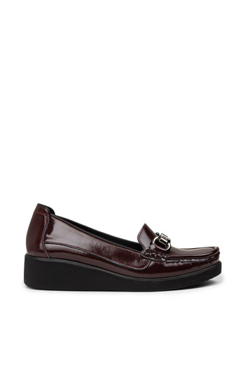 Deery Women's Genuine Leather Burgundy Buckle Casual Shoes