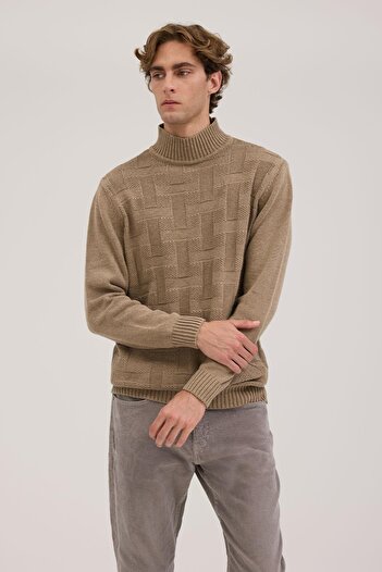 Jakamen Mink Slim Fit Half Turtleneck Men's Knitwear