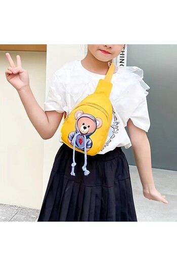 LADİJİTAL BASKI ÇÖZÜMLERİ Colorful Children's Shoulder Bag, Cute Cartoon Bear Chest Bag, Mini Size