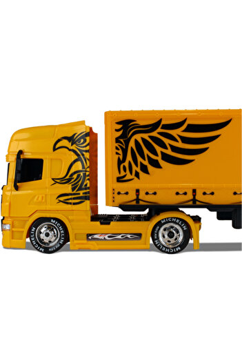 MYTOY Scania, Volvo Model Oyuncak Tır – 46 cm Uzunluk, Hareketli Dorse, 12 Tekerlekli Konteyner Tır