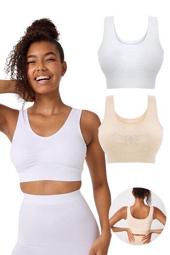 FOREVER MORE 2-Piece Women's Seamless Thick Strap Flexible Padded Bustier