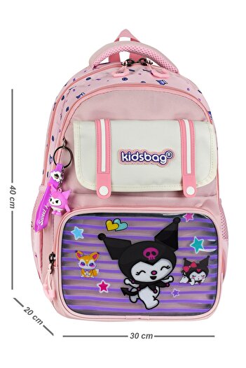 Çınka Bags Parachute Fabric Covered Orthopedic Back Supported Primary School Bag with Foil Lunchbox and Pen Holder