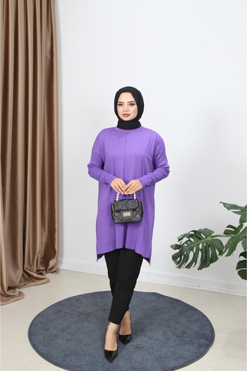 NİSUM MODA Ribbed Mercerized Tunic with Sleeves