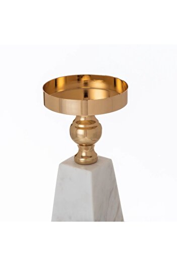 ORIAN Single gold candlestick with marble base