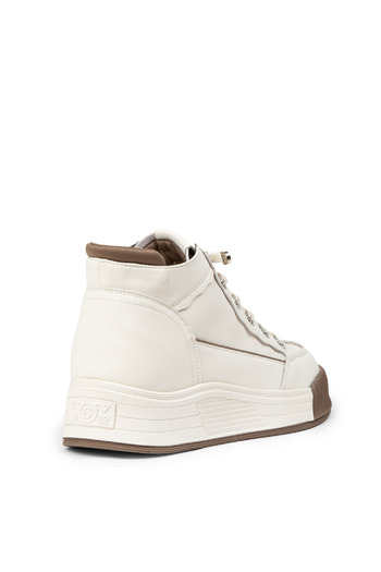 Deery Women's Genuine Leather White High Top Sneaker Shoes