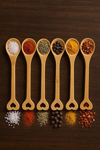 EWs Wooden Spice Spoon Set 6 Pieces 15 cm