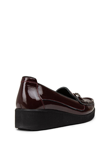 Deery Women's Genuine Leather Burgundy Buckle Casual Shoes