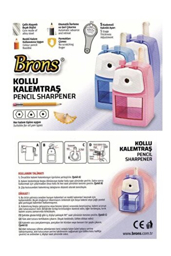 Brons 5-Stage Desktop Pencil Sharpener with Arm Pink Br-5504