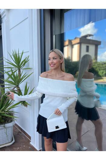 For Angels Ruffled Fur Madonna Sweater