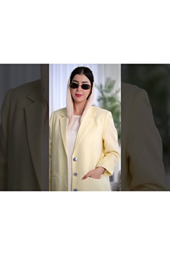 Abay Blazer Linen Viscose Lemon Color