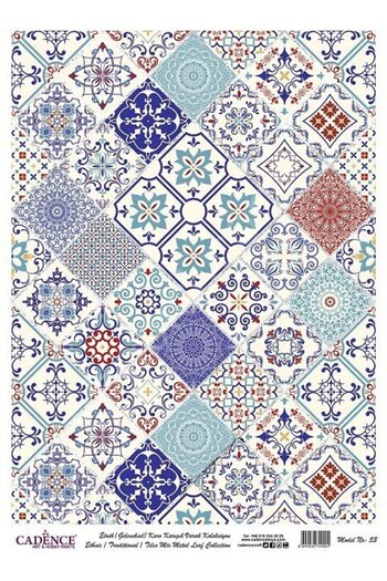 Cadence Patterned Silver Foil Rice Decoapaj Paper - Model 053