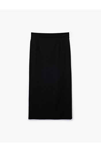 Koton Krep Scuba Fabric Midi Double Breasted Skirt with Metal Accessories