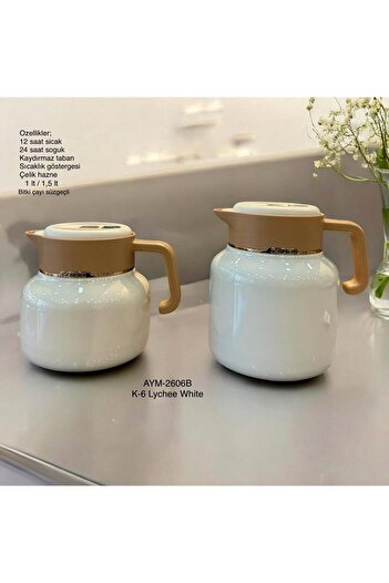 ZETT 2-Piece Thermos Set with Steel Chamber, Temperature Indicator and Strainer 1L/1.5L