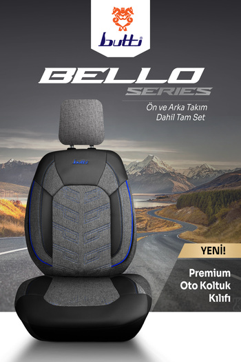 BUTTİ Bello Series Linen Fabric Premium Car Seat Cover |   Full Set with Orthopedic Support, Front and Back
