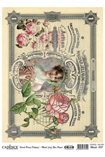 Cadence Patterned Silver Foil Rice Decoapaj Paper - Model 008