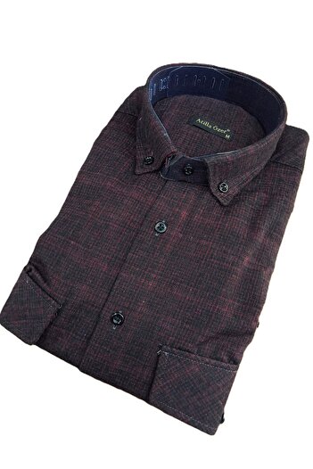 ATİLLA ÖZER Winter Comfortable Fit 2 Pocket Pockets with Flap Buttons 100% Cotton Men's Shirt