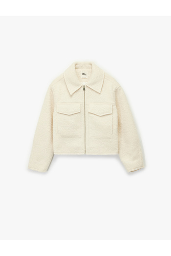 Koton Long Sleeve Zippered Shirt Collar Bomber Coat