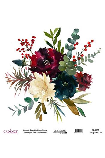 Cadence Watercolor Flower Rice Decoupage Paper - Wfc-005