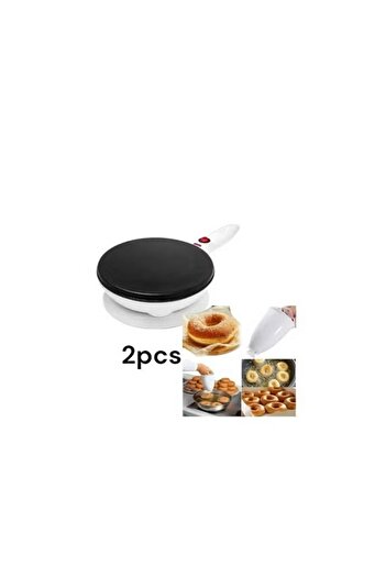 Generic HSTCDR Electric Non-Stick Crepe Maker White/Black Combo Manual Donut Maker/