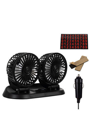 zola Ventilator auto dublu aer rece, 24V, 2 viteze, rotire 360°, unghi 180°, cablu 1.2 m, priza bricheta