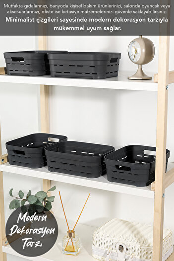 Meleni Home 6-Hole Decorative Pyramid Storage Box - Closet Organizer Organizer Box 2.8 Lt Anthracite