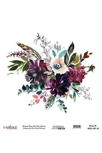 Cadence Watercolor Flower Rice Decoupage Paper - Wfc-002