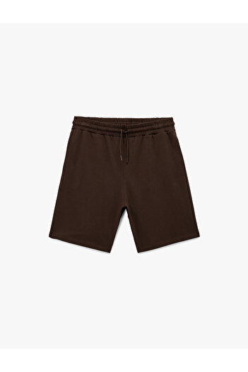 Koton Cotton Straight Fit Sports Shorts with Tie Waist and Pocket Detail