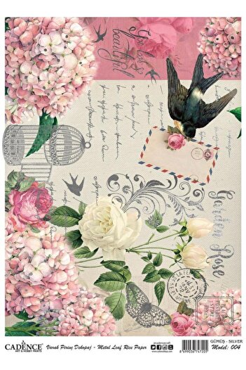 Cadence Patterned Silver Foil Rice Decoapaj Paper - Model 004