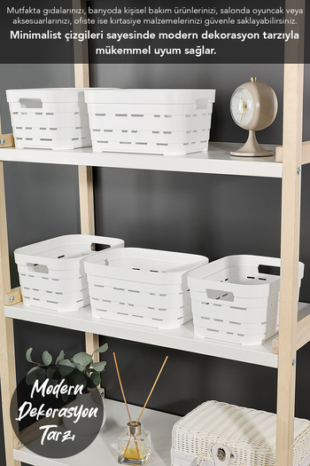 Meleni Home 4-Hole Decorative Pyramid Storage Box - Inside Cabinet Organizer Organizer Box 3.8 Lt White