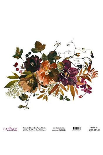 Cadence Watercolor Flower Rice Decoupage Paper - Wfc-001