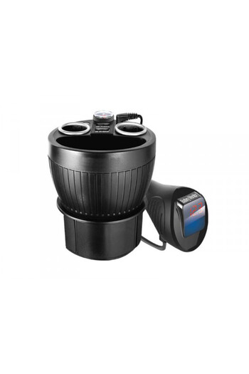 zola Adaptor priza auto cu fire, 2 prize 120W, 2 USB, contor LTC, busola, cablu 90 cm, negru