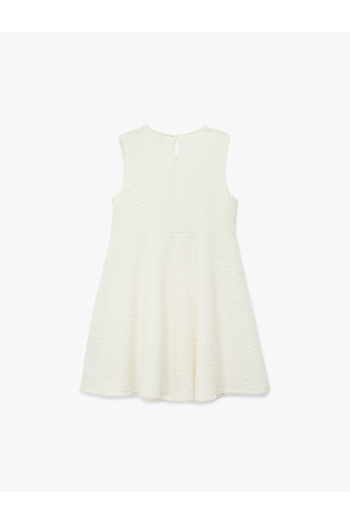 Koton Crew Neck Sleeveless Jacquard Pleated Dress