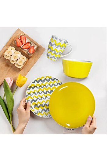 ORIAN Dinner set 8 pieces yellow
